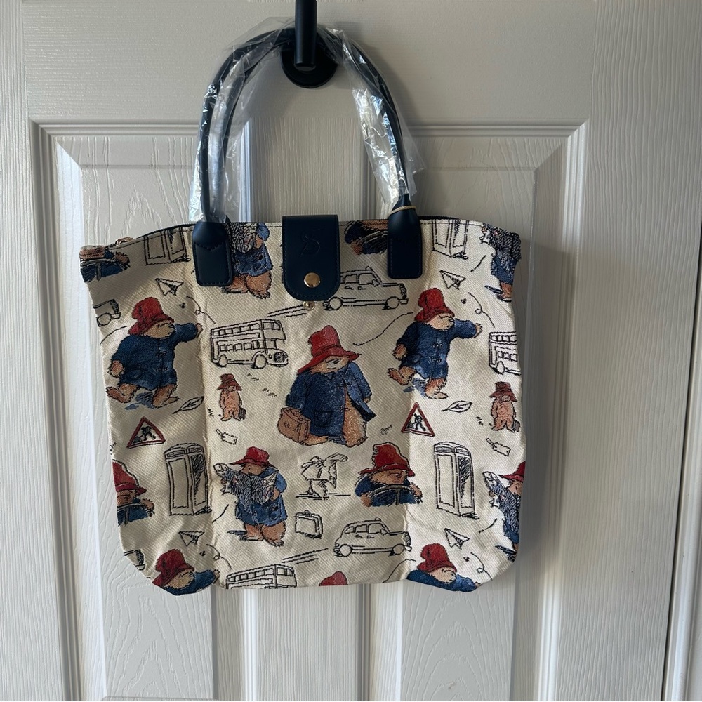 Cream Canvas Tote Bag with Navy and Red Accents